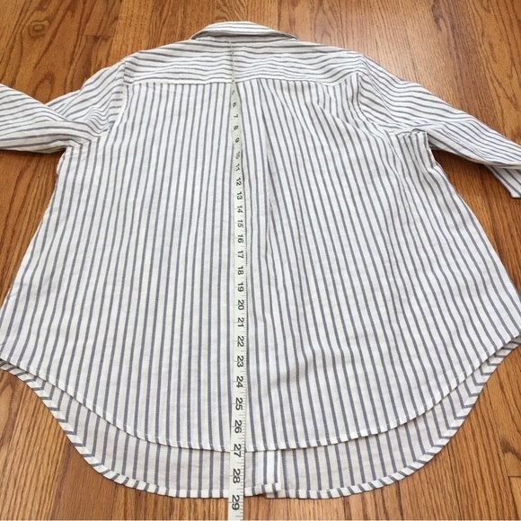 Torrid Lizzie blue white Striped Cotton Button Down Long Sleeve Shirt Plus 00 - Picture 12 of 16